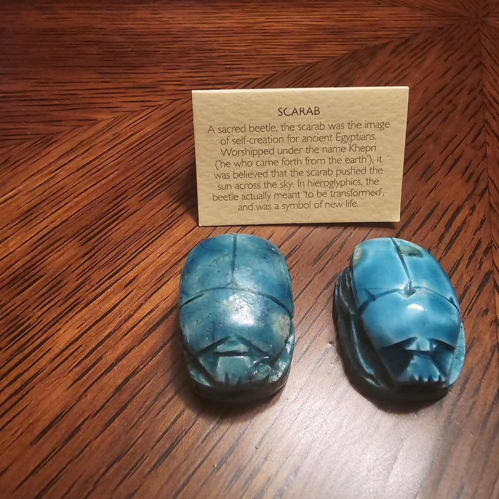 Blue Ceramic Egyptian Scarab Beads For Jewelry Making